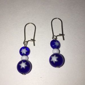 Jewish Star Glass Bead Earrings